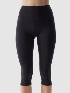 LEGGINSY TRENINGOWE Z MATERIAŁU Z RECYKLINGU DAMSKIE 4FWSS24TFTIF187 GŁĘBOKA CZERŃ
