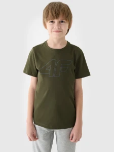 T-SHIRT Z NADRUKIEM CHŁOPIĘCY 4FJWMM00TTSHM1627 KHAKI