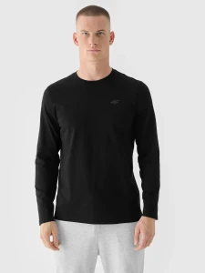 LONGSLEEVE REGULAR GŁADKI MĘSKI 4FWMM00TLONM3 GŁĘBOKA CZERŃ