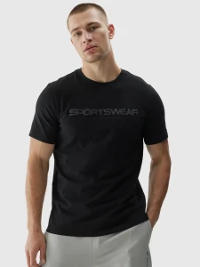 T-SHIRT MĘSKI 4FWAW24TTSHM1586 GŁĘBOKA CZERŃ
