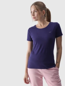 T-SHIRT SLIM GŁADKI DAMSKI 4FWMM00TTSHF1845 GRANAT