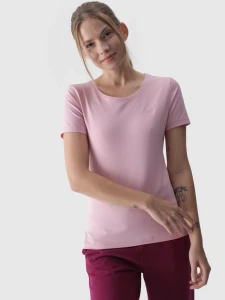 T-SHIRT SLIM GŁADKI DAMSKI 4FWMM00TTSHF1845 JASNY RÓŻ