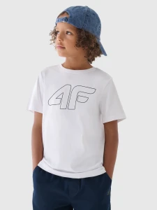 T-SHIRT Z NADRUKIEM CHŁOPIĘCY 4FJWMM00TTSHM1627 BIAŁY