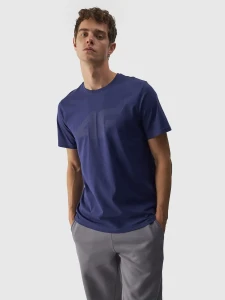 T-SHIRT Z NADRUKIEM MĘSKI 4FWMM00TTSHM1844 GRANAT