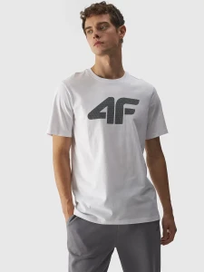 T-SHIRT Z NADRUKIEM MĘSKI 4FWMM00TTSHM1844 BIAŁY