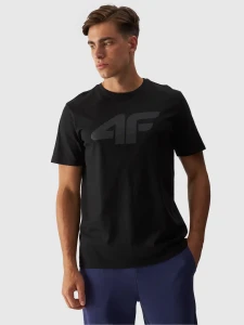 T-SHIRT Z NADRUKIEM MĘSKI 4FWMM00TTSHM1844 GŁĘBOKA CZERŃ