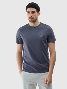 T-SHIRT REGULAR Z NADRUKIEM 4FWSS25TTSHM1981 ANTRACYT