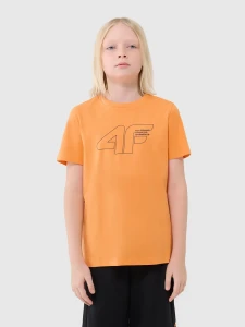 T-SHIRT REGULAR Z NADRUKIEM CHŁOPIĘCY 4FJWSS25TTSHM2185 POMARAŃCZ