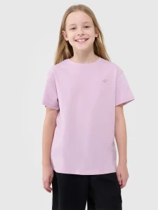 T-SHIRT OVERSIZE GŁADKI DZIEWCZĘCY 4FJWSS25TTSHF2326 JASNY RÓŻ