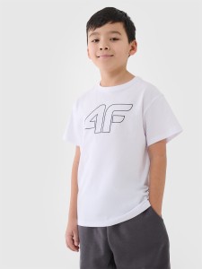 T-SHIRT Z NADRUKIEM CHŁOPIĘCY 4FJWMM00TTSHM2331 BIAŁY