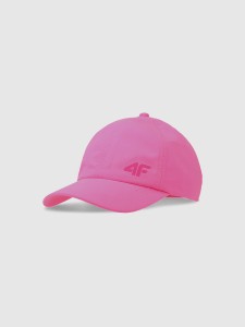 CZAPKA Z DASZKIEM STRAPBACK DZIECIĘCA 4FJWSS25ACABU386 FUKSJA  NEON