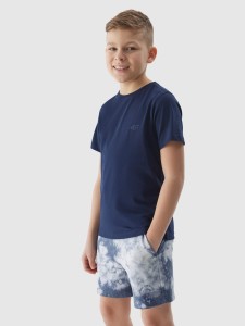 T-SHIRT GŁADKI CHŁOPIĘCY 4FJWSS24TTSHM1116 GRANAT