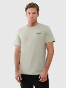 T-SHIRT REGULAR Z NADRUKIEM 4FWSS25TTSHM1974 OLIWKOWY