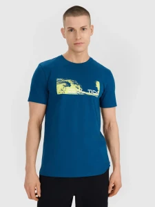 T-SHIRT REGULAR Z NADRUKIEM MĘSKI 4FWSS25TTSHM2030 MORSKA ZIELEŃ