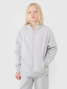 BLUZA DRESOWA ROZPINANA Z KAPTUREM CHŁOPIĘCA 4FJWMM00TSWSM1859 SZARY MELANŻ