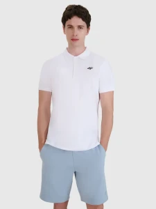 KOSZULKA POLO REGULAR MĘSKA 4FWMM00TPTSM366 BIAŁY