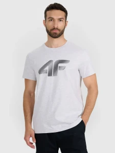 T-SHIRT MĘSKI 4FWMM00TTSHM2257 27M CHŁODNY JASNY SZARY MELANŻ