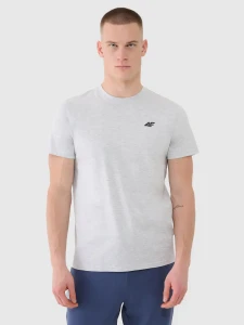 T-SHIRT MĘSKI BASIC 4FWMM00TTSHM2256 27M CHŁODNY JASNY SZARY MELANŻ