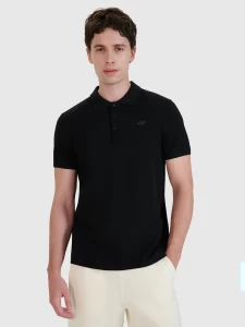 KOSZULKA POLO REGULAR MĘSKA 4FWMM00TPTSM366 GŁĘBOKA CZERŃ WZÓR