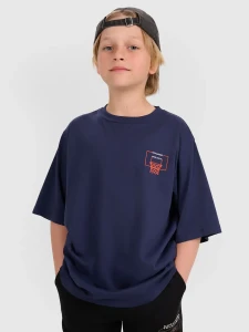 T-SHIRT OVERSIZE CHŁOPIĘCY 4FJWAW25TTSHM2412 GRANAT