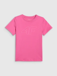 DZIEWCZĘCY T-SHIRT Z NADRUKIEM 4FJWSS26TTSHF3004 RÓŻOWY