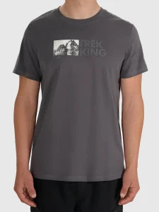 MĘSKI T-SHIRT Z NADRUKIEM 4FWSS26TTSHM3321 ŚREDNI SZARY