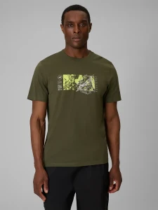 MĘSKI T-SHIRT Z NADRUKIEM 4FWSS26TTSHM2823 KHAKI