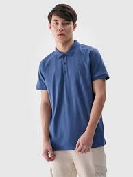 KOSZULKA POLO REGULAR MĘSKA 4FWMM00TPTSM367 DENIM