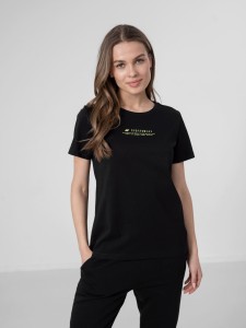 T-SHIRT REGULAR Z BAWEŁNY ORGANICZNEJ DAMSKI H4Z22 TSD019 DEEP BLACK
