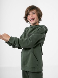 BLUZA DRESOWA NIEROZPINANA Z KAPTUREM CHŁOPIĘCA HJZ22 JBLM002 KHAKI