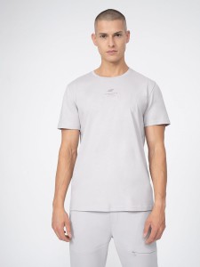 MĘSKI T-SHIRT REGULAR Z NADRUKIEM 4FSS23TTSHM363 SZARY