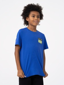 T-SHIRT Z NADRUKIEM CHŁOPIĘCY 4FJAW23TTSHM0800 COBALT