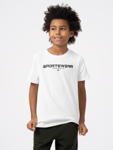 T-SHIRT Z NADRUKIEM CHŁOPIĘCY 4FJAW23TTSHM0797 WHITE