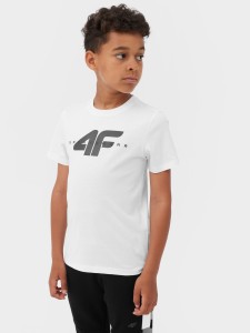 T-SHIRT Z NADRUKIEM CHŁOPIĘCY 4FJAW23TTSHM0796 WHITE