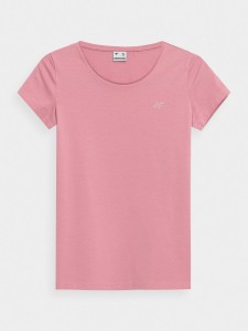 T-SHIRT REGULAR GŁADKI DAMSKI 4FSS23TTSHF580 JASNY RÓŻ