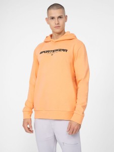 BLUZA DRESOWA NIEROZPINANA Z KAPTUREM MĘSKA 4FSS23TSWSM266 ŁOSOSIOWY