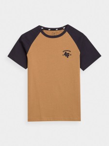 T-SHIRT Z NADRUKIEM CHŁOPIĘCY 4FJAW23TTSHM0805 BEIGE