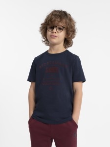 T-SHIRT Z NADRUKIEM CHŁOPIĘCY 4FJAW23TTSHM0804 NAVY