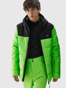 KURTKA PUCHOWA NARCIARSKA Z PUCHEM SYNTETYCZNYM MĘSKA 4FAW23TTJAM307 CANARY GREEN