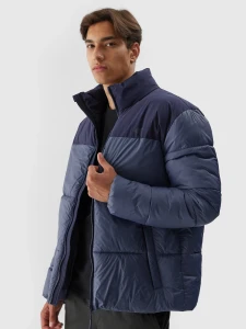 KURTKA PUCHOWA Z WYPEŁNIENIEM SYNTETYCZNYM MĘSKA 4FWAW23TDJAM348 DENIM