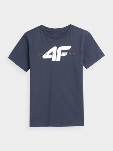 T-SHIRT Z NADRUKIEM CHŁOPIĘCY 4FJAW23TTSHM0796 NAVY