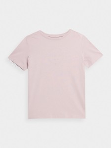 T-SHIRT REGULAR Z BAWEŁNY ORGANICZNEJ DAMSKI 4FAW23TTSHF0902 LIGHT VIOLET
