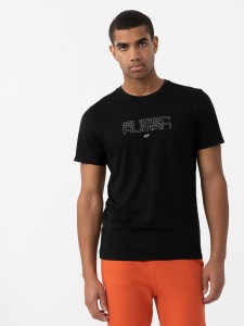 T-SHIRT REGULAR Z NADRUKIEM MĘSKI 4FAW23TTSHM0865 DEEP BLACK