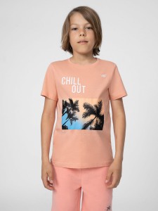 T-SHIRT Z NADRUKIEM CHŁOPIĘCY 4FJSS23TTSHM288 ŁOSOSIOWY