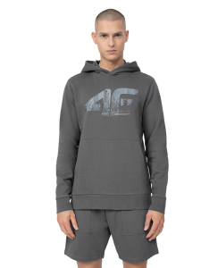 BLUZA DRESOWA NIEROZPINANA Z KAPTUREM MĘSKA 4FSS23TSWSM233 SZARY