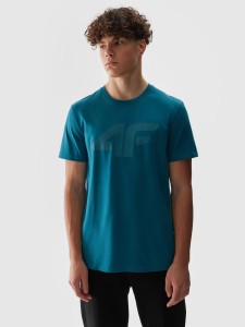 T-SHIRT REGULAR Z NADRUKIEM MĘSKI 4FWSS24TTSHM1155 MORSKA ZIELEŃ