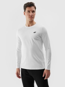 LONGSLEEVE GŁADKI MĘSKI 4FWSS24TLONM217 BIAŁY