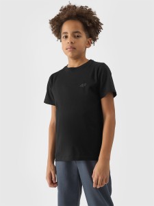 T-SHIRT GŁADKI CHŁOPIĘCY 4FJWSS24TTSHM1116 GŁĘBOKA CZERŃ