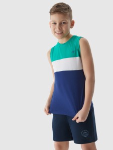 TANK TOP GŁADKI CHŁOPIĘCY 4FJWSS24TSLEM038 ZIELONY