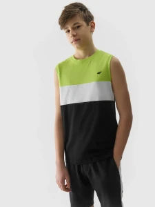 TANK TOP GŁADKI CHŁOPIĘCY 4FJWSS24TSLEM038 LIMONKA NEON